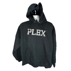 Vintage Hanes Black “Plex” Hoodie – Size XL – Y2K 2000s